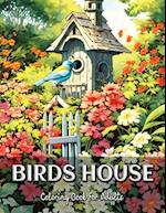 Birds House Coloring Book for Adults