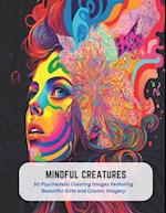 Mindful Creatures: 50 Psychedelic Coloring Images Featuring Beautiful Girls and Cosmic Imagery 