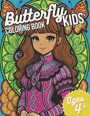 Butterfly Kids Coloring Book: 50 colorable pages of beautiful Butterfly Kids