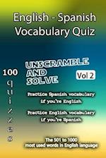 English - Spanish Vocabulary Quiz - Match the Words - Volume 2 