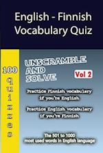 English - Finnish Vocabulary Quiz - Match the Words - Volume 2 