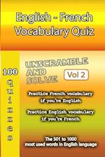 English - French Vocabulary Quiz - Match the Words - Volume 2 
