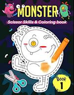 Monster Scissor Skills & Coloring Book 1: Cut, Color, and Create with Fearsome Beings 