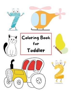 Coloring Book for Toddler: fun with number, airplane, butterfly & more Illustration