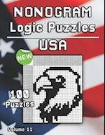 Nonogram Puzzles: Hanjie Puzzle Book USA & America with Griddler Brainteaser for Adults and Kids 