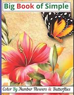 Big Book of Simple Color By Number Flowers & Butterflies: Big Coloring Book of Large Print Color By Number Flowers & Butterflies 