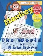 Monkey and The World of Numbers: Number Tracing Coloring Workbook for Preschoolers: Number Tracing Activity Coloring Book for kids ages 3-5, Number Tr