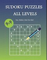 SUDOKU PUZZLES ALL LEVELS: 100 Puzzles sudoku 9x9 ( easy level, medium level, hard level, very hard level ) 