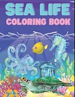 Sea Life Coloring Book: Ocean Designs: Sharks, Sea Horses, Fish, Sea Turtles, Crabs, Octopus, Jellyfish Detailed Designs. for all kids.. 