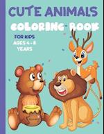 Cute Animals Coloring Book for Kids Ages 4-8 Years: Amazing Animals Color Book for Kids, Contains 50 Pages Unique Designs 