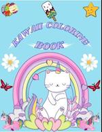 kawaii coloring book: kawaii unicorn rainbow Doodle coloring book 