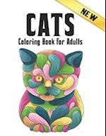 Cats New Coloring Book for Adults: Coloring Book Adults 50 One Sided Cat Designs Coloring Book Cats 100 Page Stress Relieving Coloring Book Cats Desig