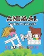 Animal Word Puzzles Coloring Book 