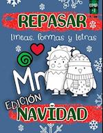 Repasar líneas, formas y letras. Edición Navidad