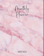 Montlhy Planner 2022-2023: Pink monthly planner to organize your day with mandala drawings 