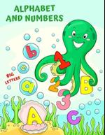 BIG LETTERS ALPHABET AND NUMBERS: Cute Worksheets for kids and Coloring Pages To Learn The Alphabet and Fun Tracing Numbers for Toddlers, Preschool, K