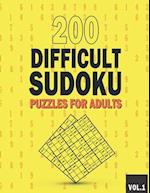200 Difficult Sudoku Puzzles for Adults: Sudoku puzzle book for adults difficult large print | 200 Sudoku Puzzles With Solutions Difficult | Challengi