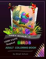 Very Cute Tropical Birds Adult Coloring Book
