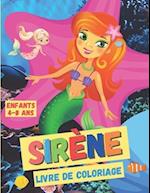 Livre de Coloriage Sirène, Enfants 4-8 ans