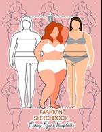 Fashion Sketchbook Curvy Figure Templates: 224 Large Female Figure Template for Quick & Easy Sketching Your Fashion Designs & Building Your Portfolio/