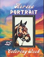 Horses Portrait Colouring Book: Grayscale & Realistic Horses Colouring Book. 