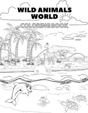 Wild Animals Coloring Book for Kids: Black and White Designs of Land and Sea Creatures with Interesting Facts