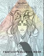 Modern witch fantasy coloring book