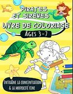 Pirates et Sirènes, Livre de coloriage, âges 3-7