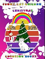funny cat unicorn Christmas coloring books for kids