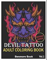 Devil Tattoo Adult Coloring Book Midnight Edition