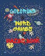 coloring and word games & Mazes book