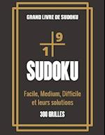 Grand livre de Sudoku - Facile, Medium, Difficile et leurs solutions