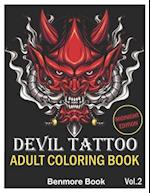 Devil Tattoo Adult Coloring Book Midnight Edition