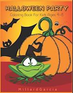 Halloween Party Coloring Book For Kids Ages 4-8