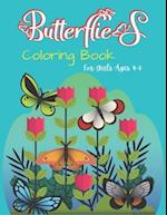 Butterflies Coloring Book For Girls Ages 4-8