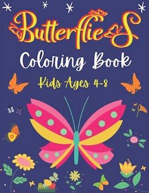 Butterflies Coloring Book Kids Ages 4-8