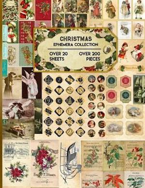 Christmas Ephemera Collection: 20 Sheets and Over 200 Vintage Ephemera Seasonal Pieces for DIY Christmas Cards, Bottle Caps, Scrapbook, Decorations an