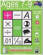 Year 3 Workbook, Ages 7-9 Math, Reading, Writing - Vol1, +3000 Questions