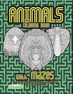 Animals Coloring Book with Mazes