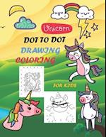 unicorn dot to dot, coloring and drawing book for kids