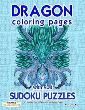 Dragon Coloring Pages with 200 Sudoku Puzzles