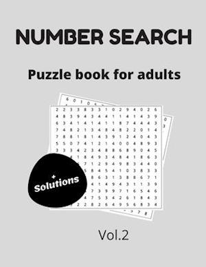 Number search puzzle book for adults + solutions vol.2