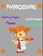 Thanksgiving Activity Book, Coloring Pages, Word Puzzles, Mazes, and more