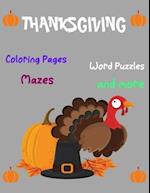 Thanksgiving, Coloring-Pages, Word Puzzles, Mazes, and more