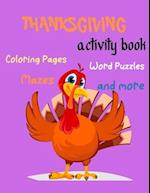 Thanksgiving Activity Book, Coloring Pages, Word Puzzles, Mazes, and more