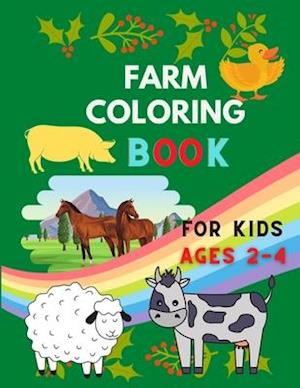 Farm coloring book for kids ages 2-4