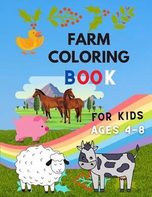 Farm coloring book for kids ages 4-8