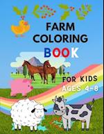 Farm coloring book for kids ages 4-8