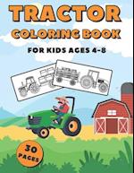 Tractor Coloring Book For Kids Ages 4-8