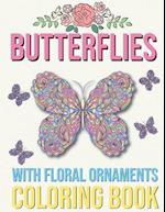 Butterflies with Floral Ornaments Coloring Book